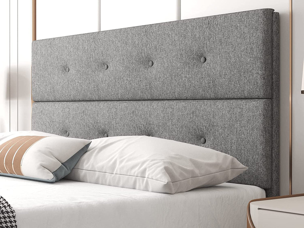 Gray Queen Platform Bed Frame with Storage Ottoman Bench & Headboard R457178