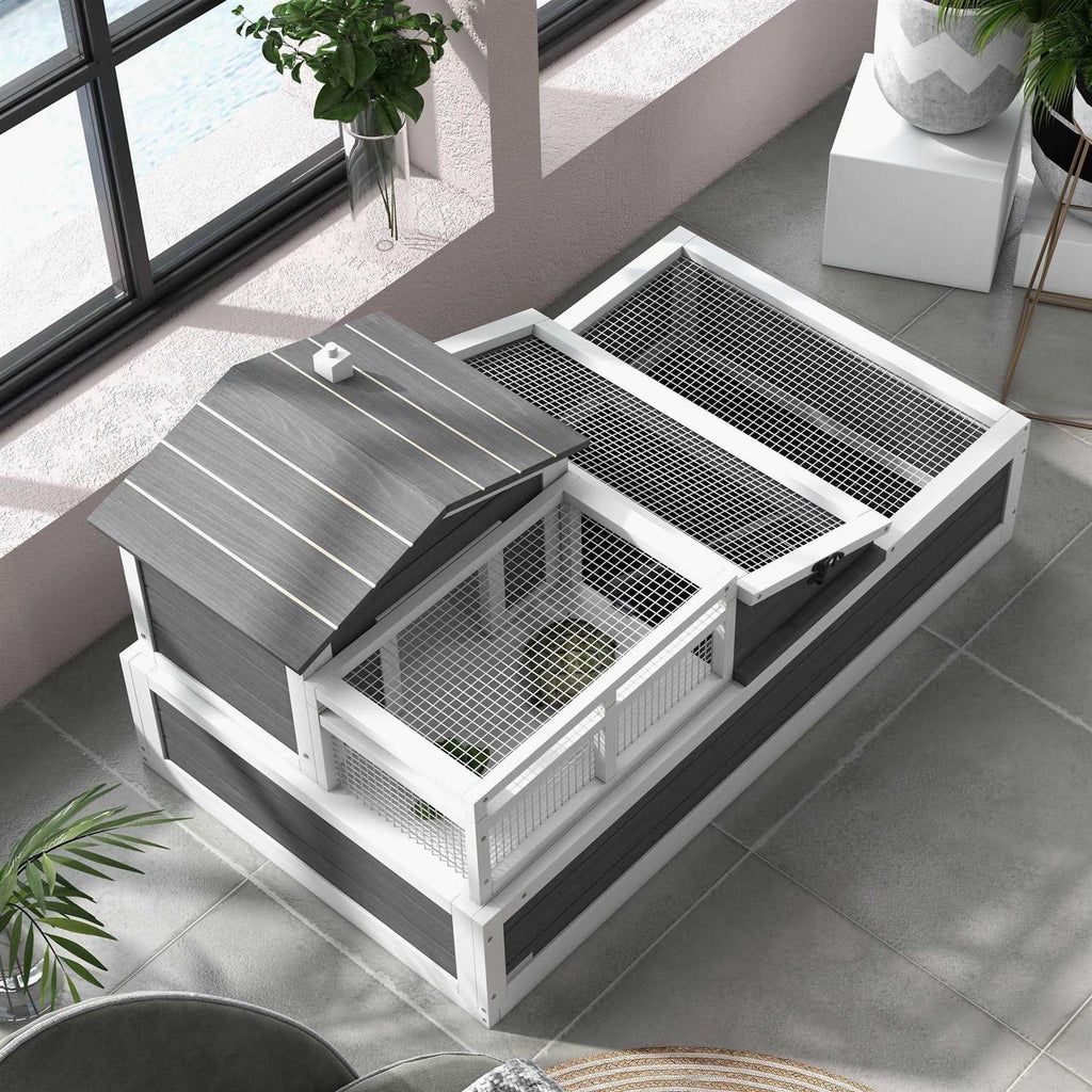 3-Room Wooden Tortoise Habitat House with Balcony J693174