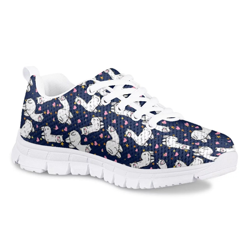 Sneakers for Girls Cartoon Alpaca Print Low Top Lace Up Size 1 R55065