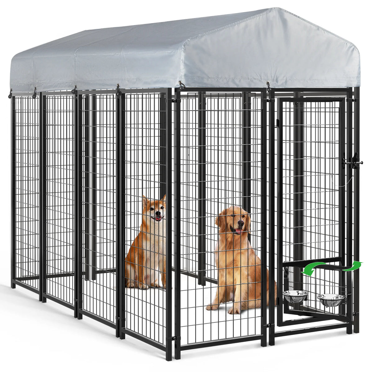8x4x6 FT Outdoor Dog Kennel with Rotating Dog Bowl H79129