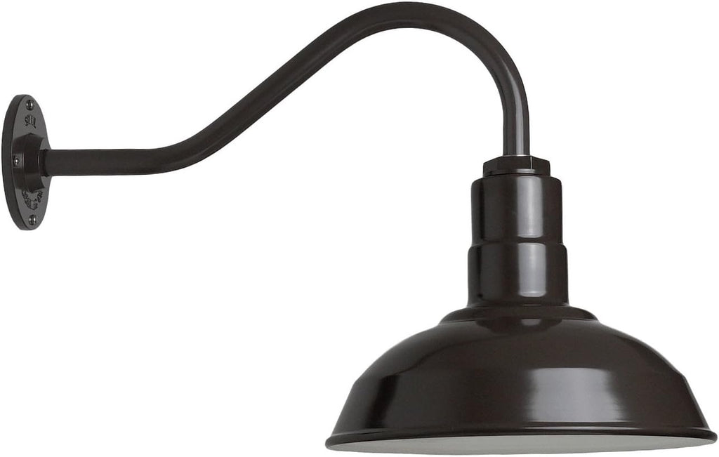 Matte Black Gooseneck Barn Light with Brass Interior F813