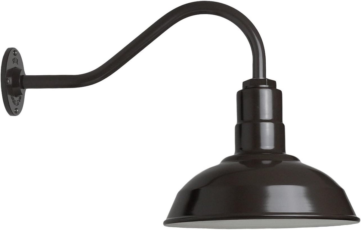 Matte Black Gooseneck Barn Light with Brass Interior F813