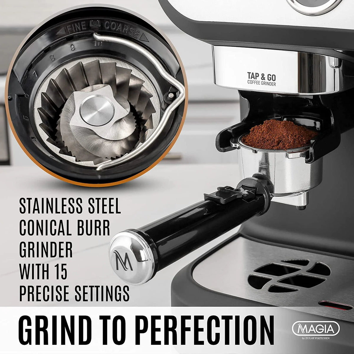 Manual Espresso Machine with Grinder and Milk Frother V767209
