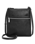 Triple-Zip Pebble Leather Crossbody Black/Silver F3895