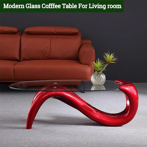 Oval Glass Coffee Table (Orange) Y754394