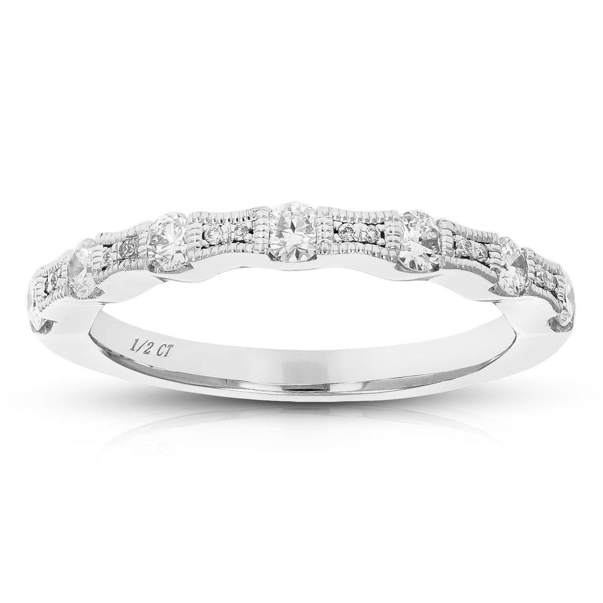 1/2 CTTW Lab Grown Diamond Wedding Band .925 Sterling Silver Prong Size 7 A994