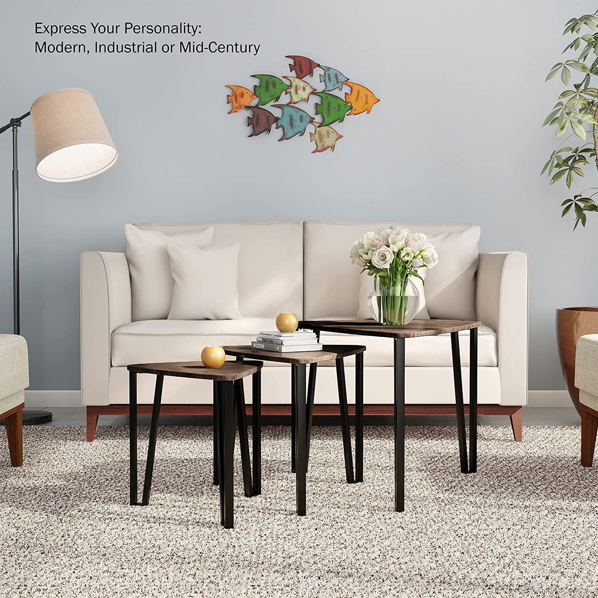 Set of 3 Woodgrain Nesting Tables A567169