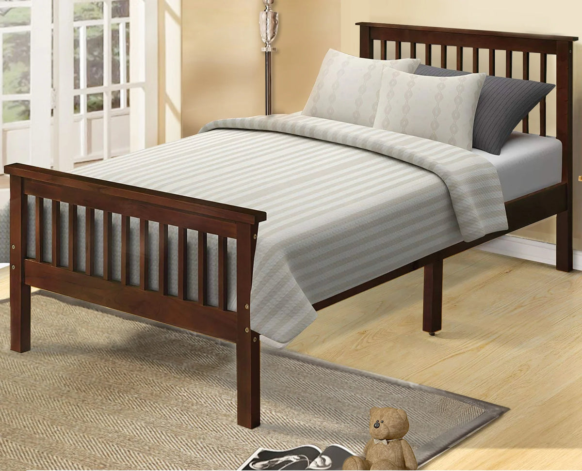 Twin Wood Platform Bed Frame with Headboard and Footboard D988
