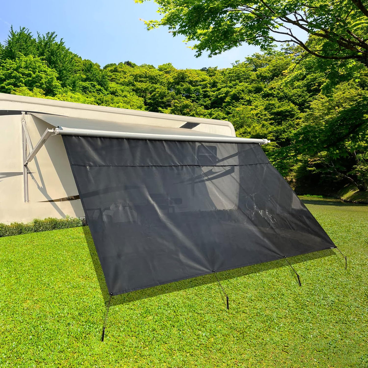 RV Awning Shade Screen with Zipper 8'X10'3'' Universal with Complete Kits K47376