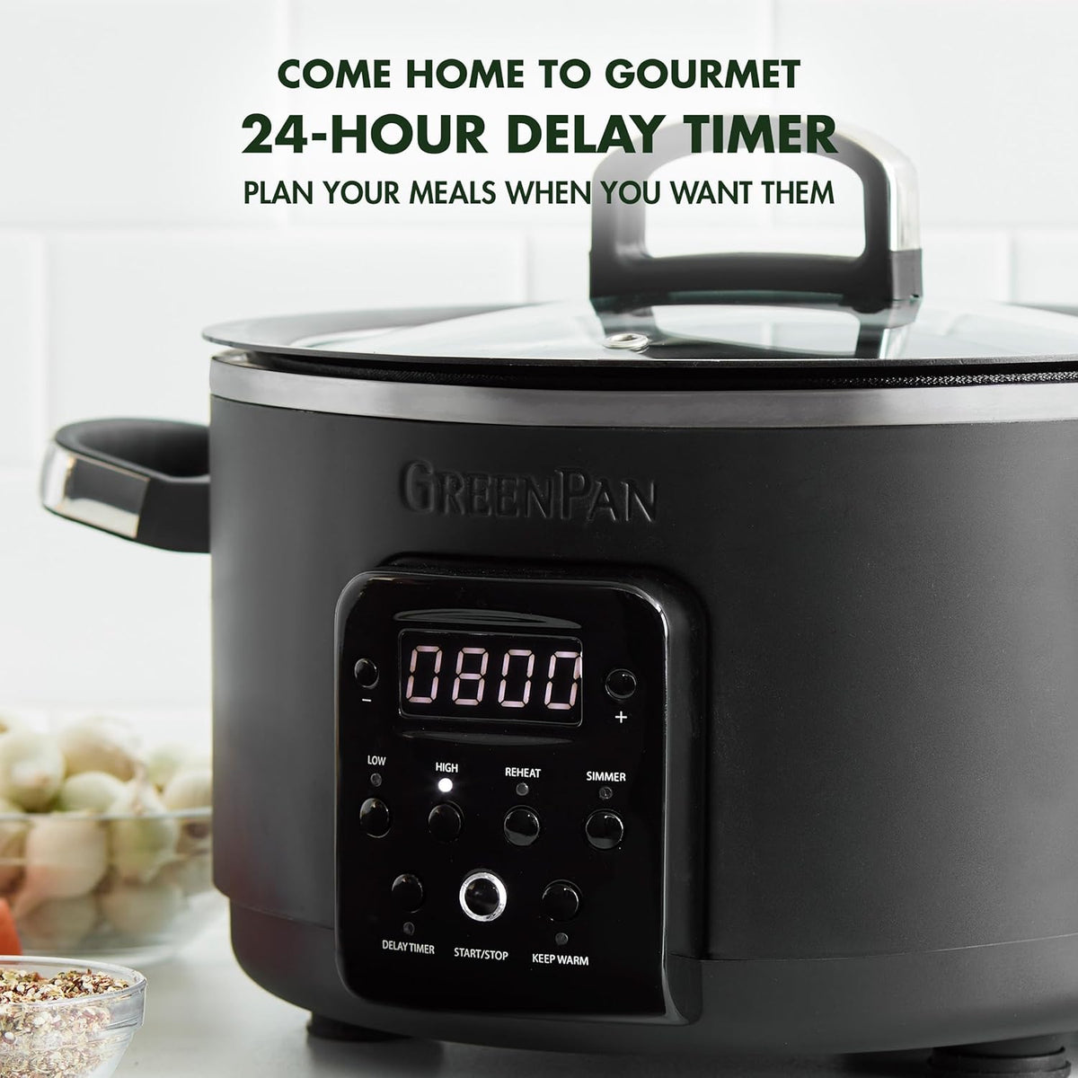 4QT Electric Slow Cooker with Lid, Hard Anodized Ceramic Nonstick Inner Pot M175280