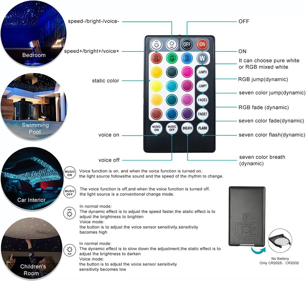 Bluetooth 6W RGBW LED Fiber Optic Star Ceiling Light Kit A126