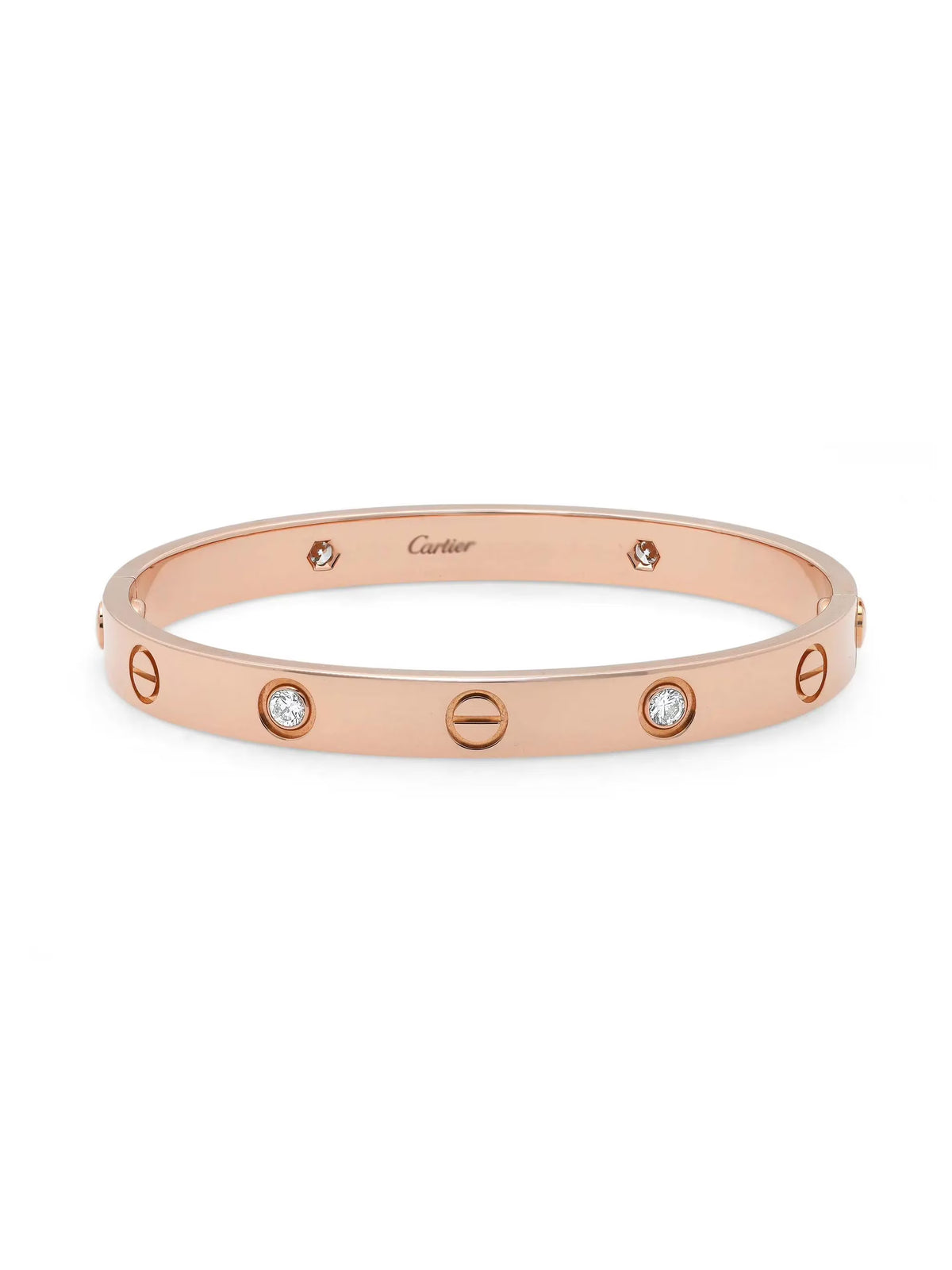 18K Rose Gold Bracelet with 4 Diamonds Size 18 O5132