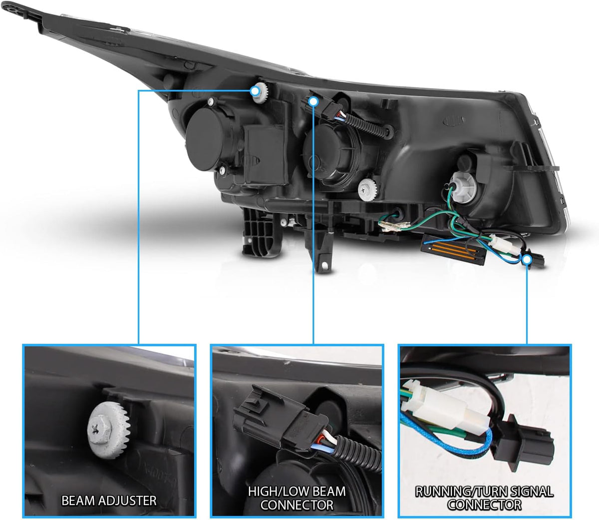 Black Projector Headlights Bar Style J6606