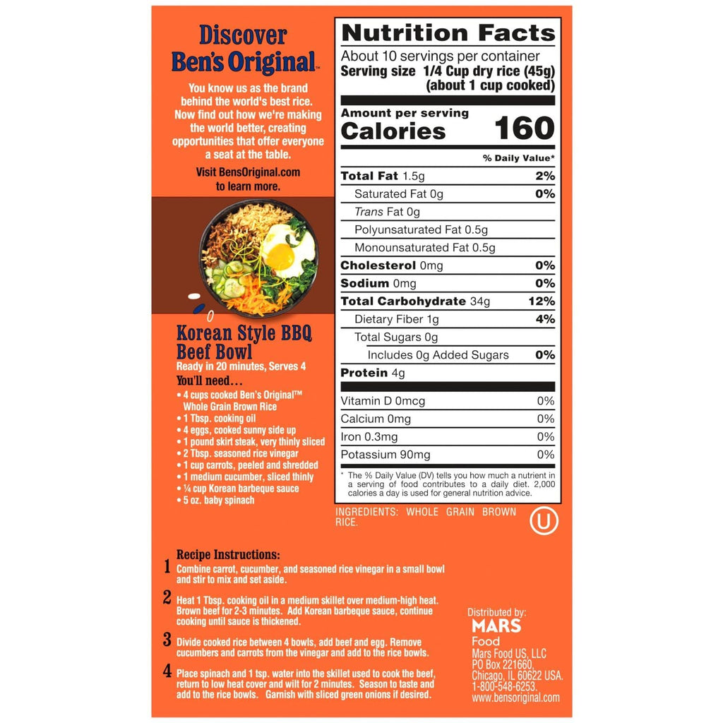Whole Grain Brown Rice, 1 LB Box (Pack of 12) K5222