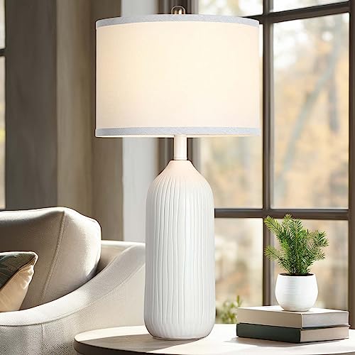 White Ceramic Table Lamp with 3-Color Temperatures D4649