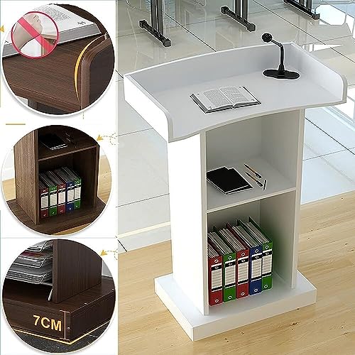 Wood Stand Floor Standing Podium with Storage Shelf Q865372