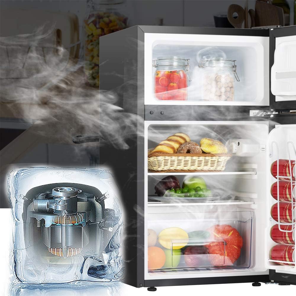 Compact 3.2 Cu.Ft Double Door Stainless Steel Refrigerator G7657