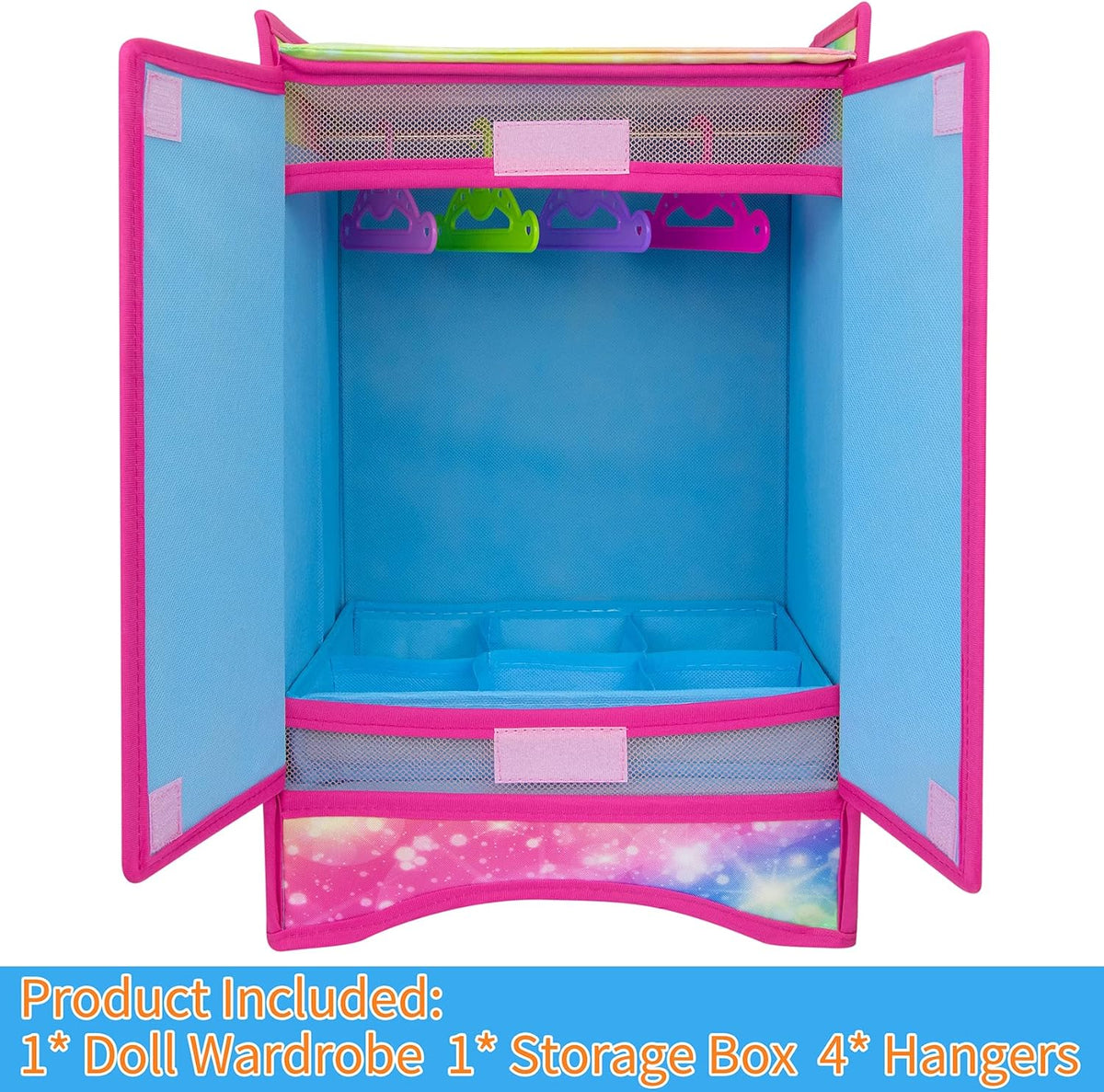 18 Inch Doll Clothes Wardrobe with Hangers and Storage Box C9845