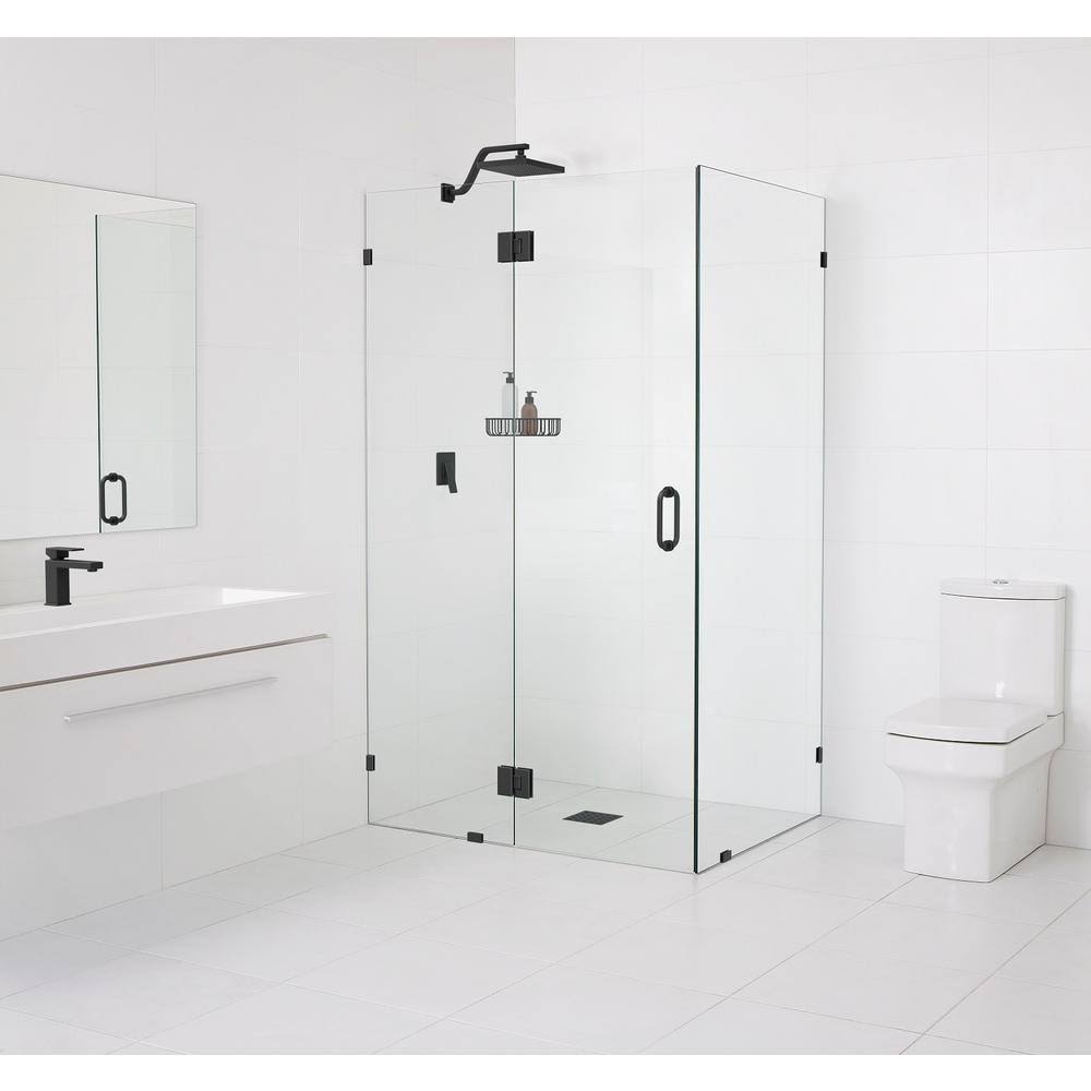 Matte Black Hinged Frameless Shower Door V960529