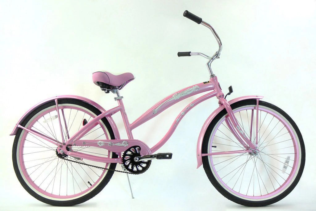 26 In. Pink Single Speed Aluminum Beach Cruiser Bike O96097