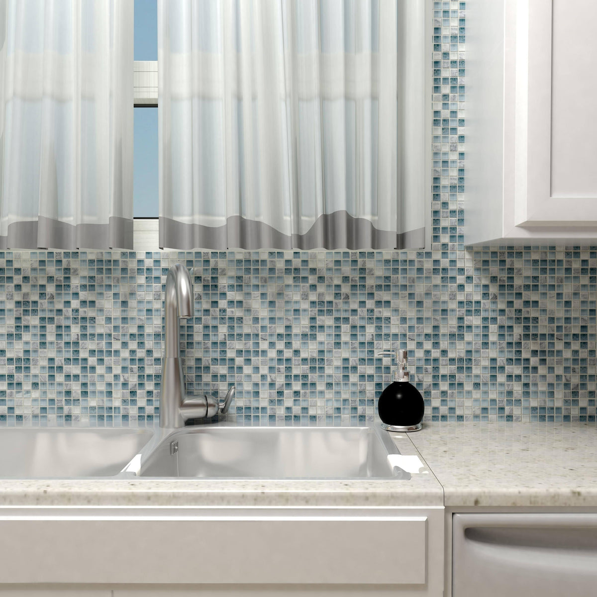 11.75x11.75-inch Glass and Stone Mosaic Wall Tile (10 tiles/9.79 sqft.) U745