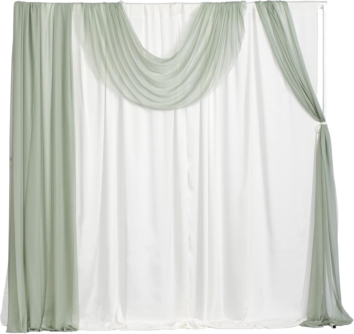 4 Panels Chiffon Wedding Backdrop Curtains, Dusty Rose & White R2976