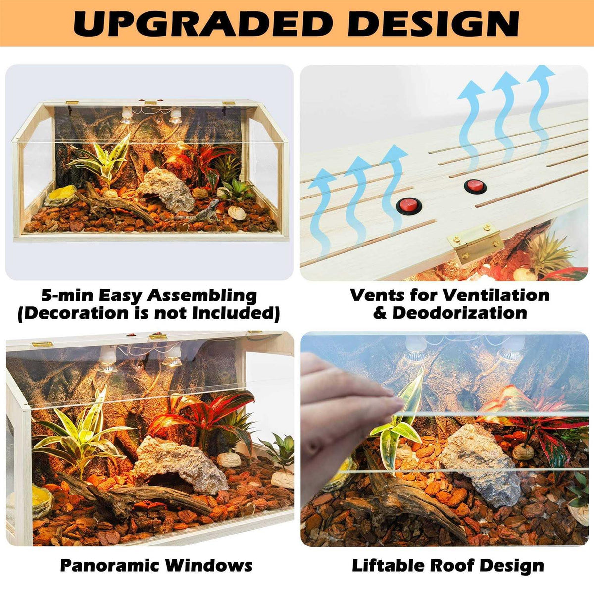 68 Gallon Reptile Terrarium Tank with Roof Door E8661