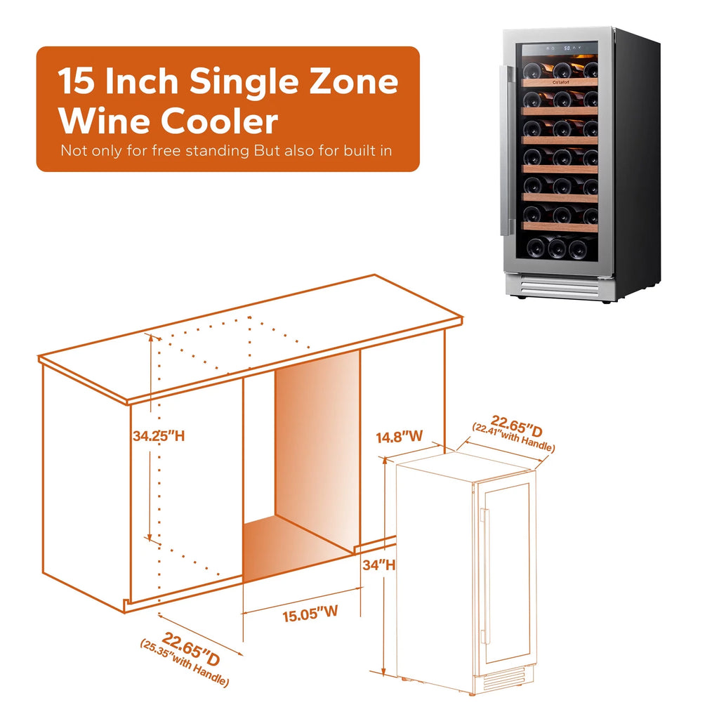 15 Bottle Single Zone Stainless Steel Wine Cooler X1097