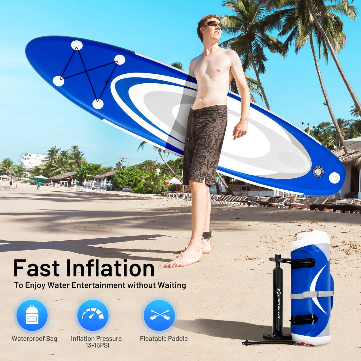 10' Inflatable Stand Up Paddle Board with Bag Paddle Pump A9750