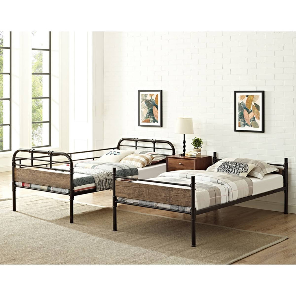 Twin Over Twin Metal Wood Bunk Bed J663895