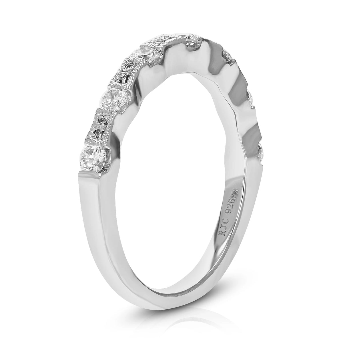 1/2 CTTW Lab Grown Diamond Wedding Band .925 Sterling Silver Prong Size 7 A994