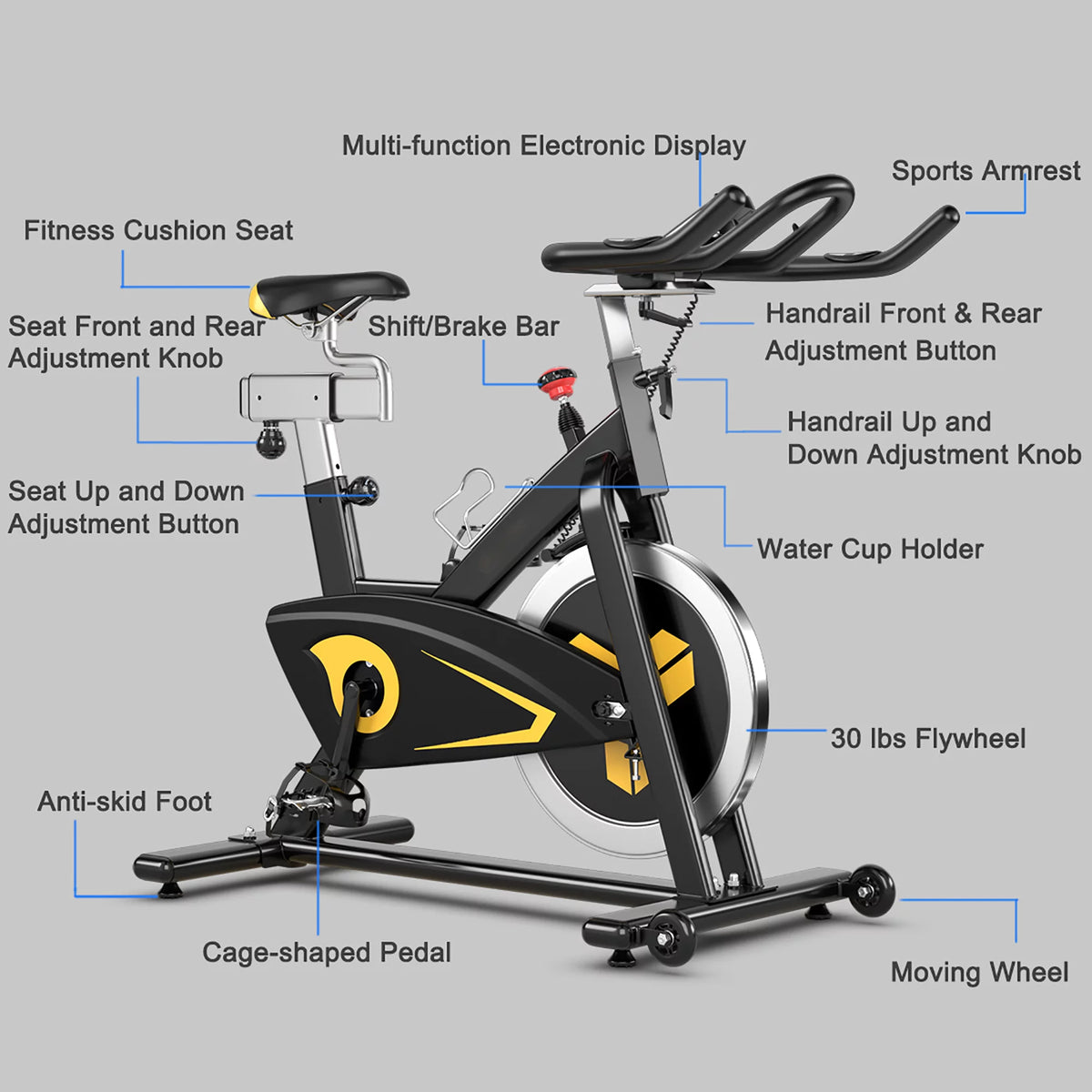 Indoor Cycling Bike Magnetic Exercise Bike Belt Drive W938