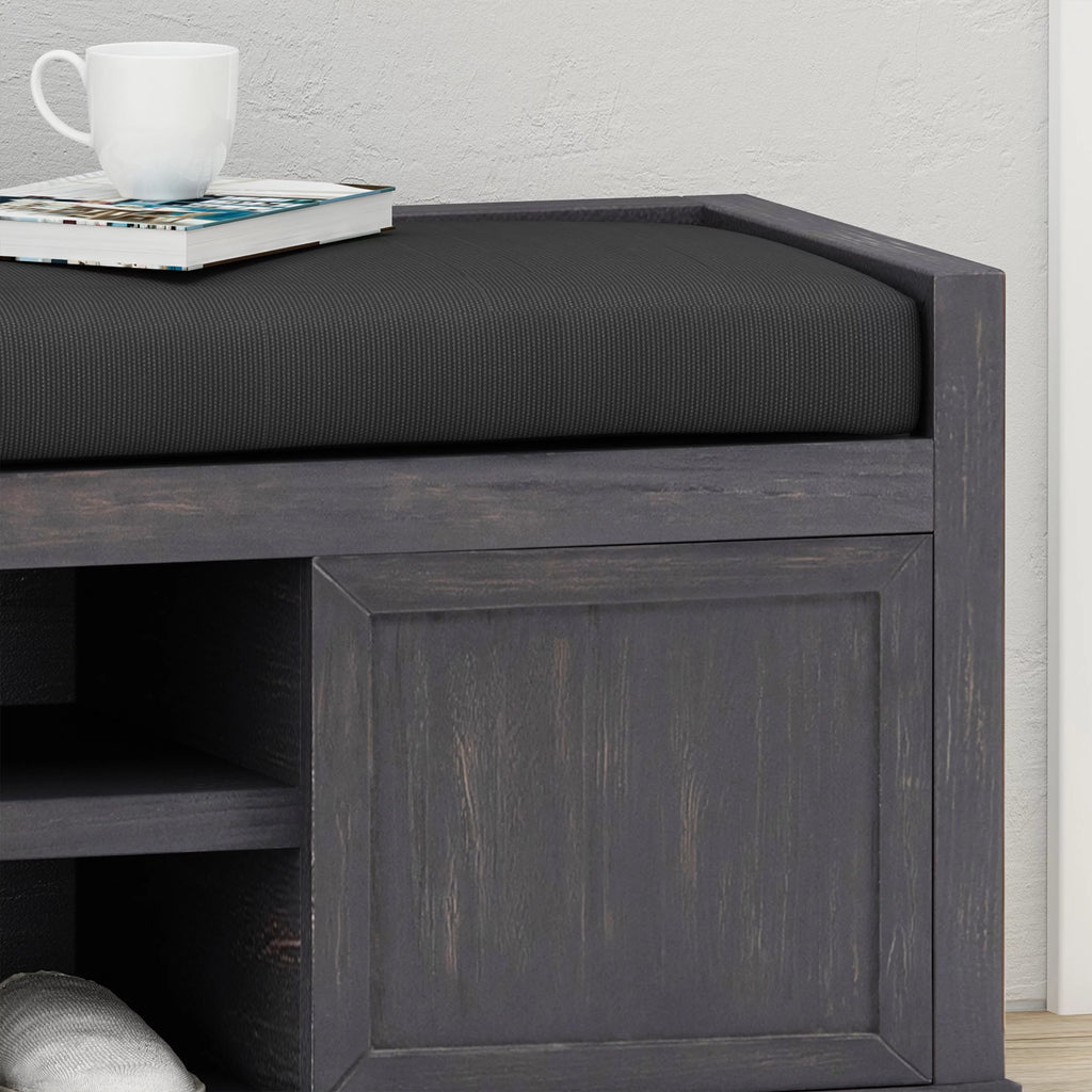Acacia Wood Storage Bench with Cushion Q714