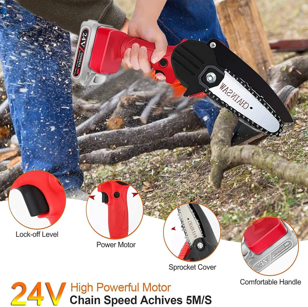4 Inch 24V Cordless Electric Chainsaw, Pack of 2 S217