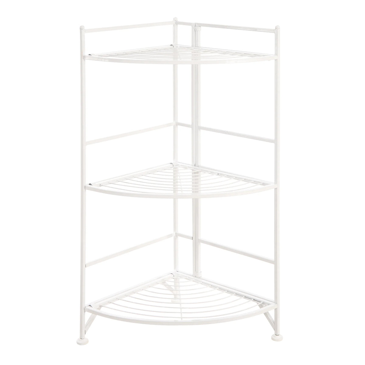 White 3 Tier Folding Metal Corner Shelf M98323