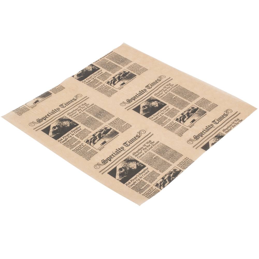 12x22 Natural Newspaper Print Sandwich Wrap Paper - 1000/Pack H17014