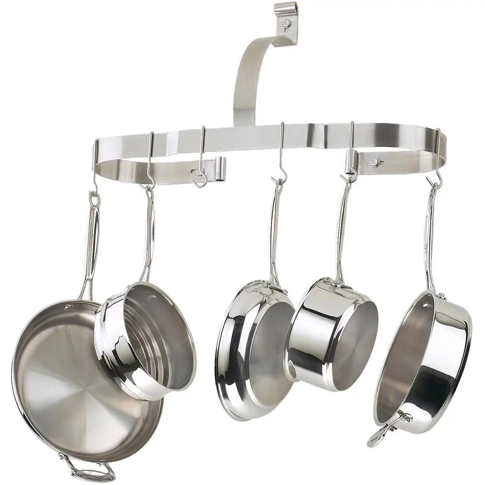 7-Piece Stainless Steel Cookware Set with Wall Mounted Rack R3043