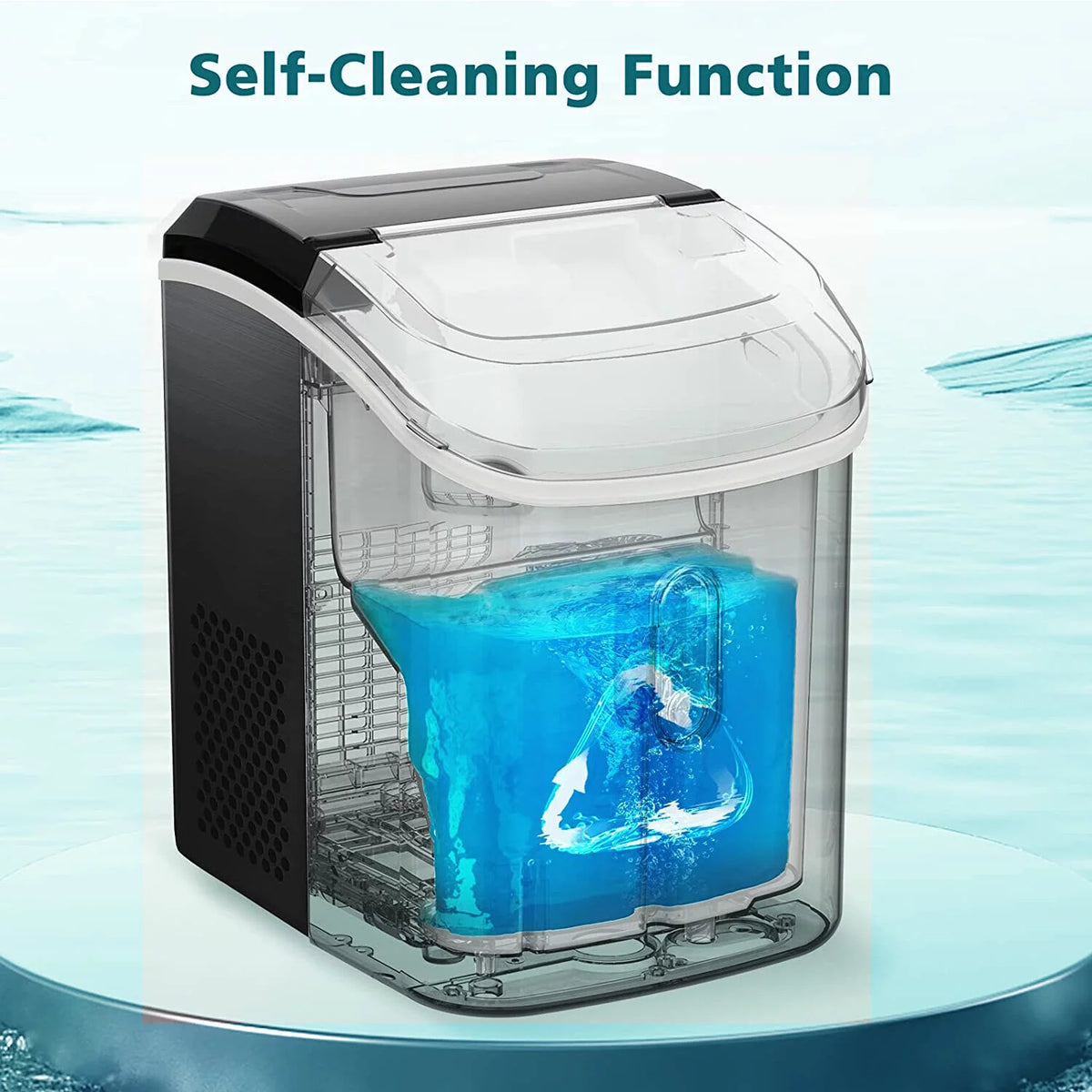 Nugget Ice Maker Countertop with Self-Cleaning Function, 33lbs/24H Chewable Ice, Black E1405