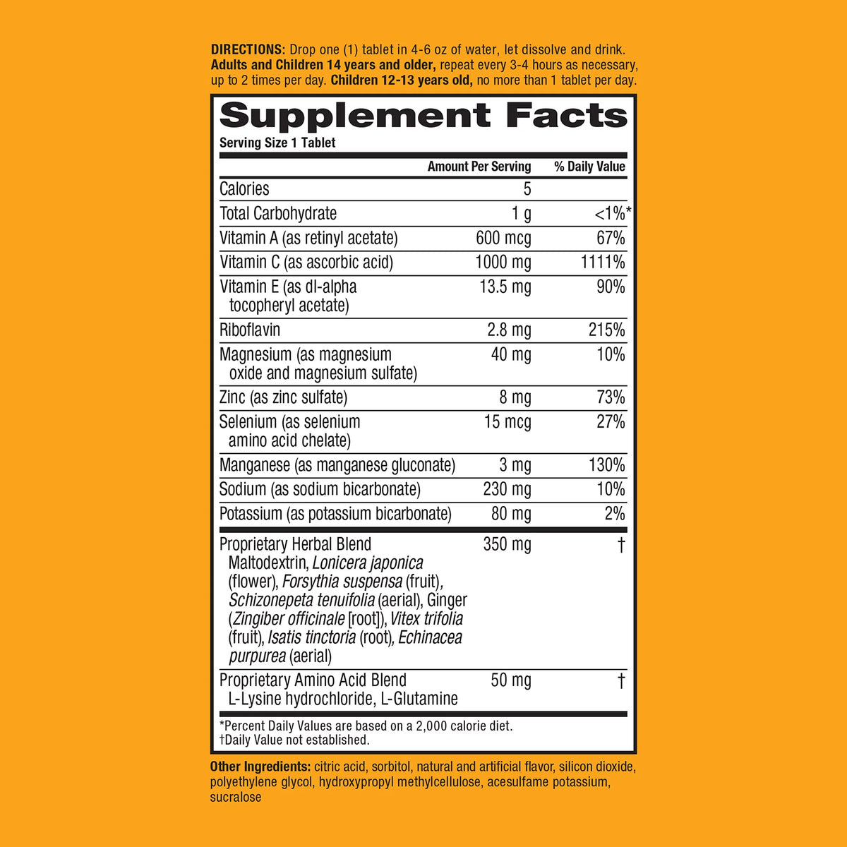 1000mg Vitamin C with Zinc Effervescent Tablets, 36 Tablets, Orange Flavor G9980