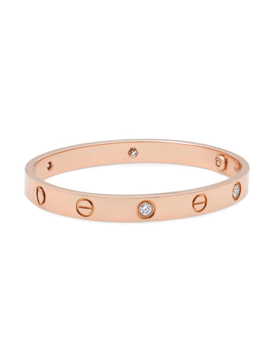 18K Rose Gold Bracelet with 4 Diamonds Size 18 O5132