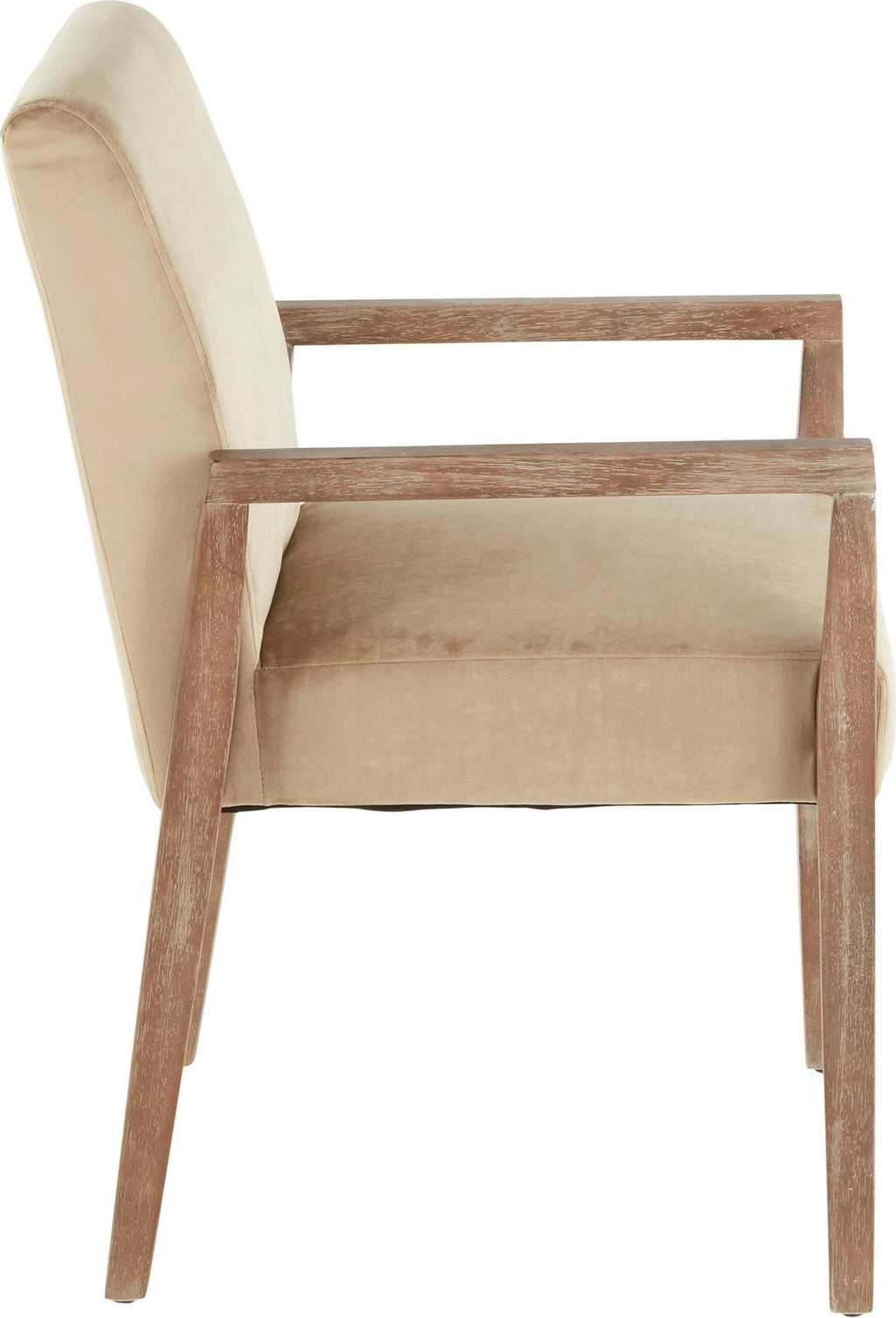 Crushed Brown Velvet White Washed Wood Dining Arm Chair Set of 2 J544815