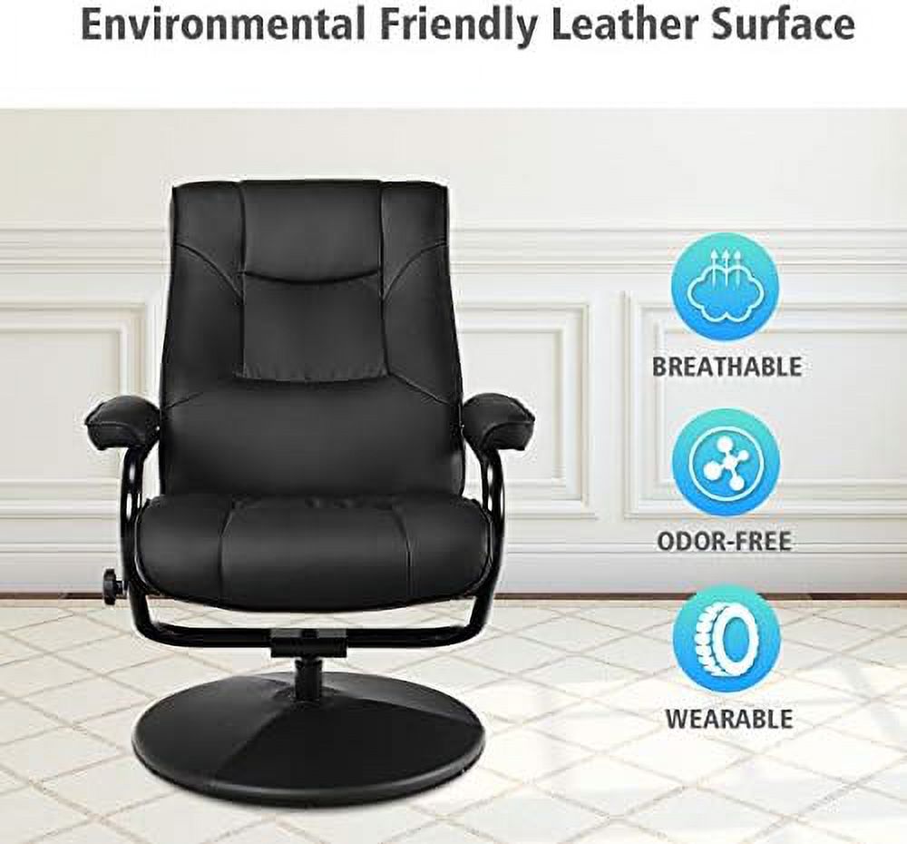 Swivel Recliner Chair with Footrest Stool Ottoman Set Black V462