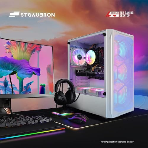 Gaming PC Desktop Computer, Intel Core I7 up to 3.9 GHz, Radeon RX 580 8G, 16G RAM, 512G SSD, WiFi, Bluetooth 5.0, RGB Fan x6, RGB BT Sound Bar, Windows 10 Home F41026
