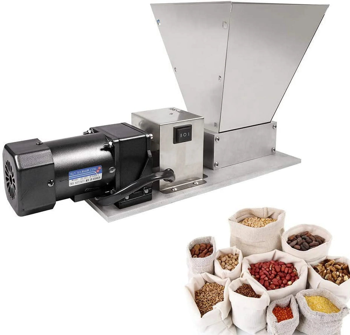 Grain Grinder Malt Mill 110V 40W Stainless Steel Y379