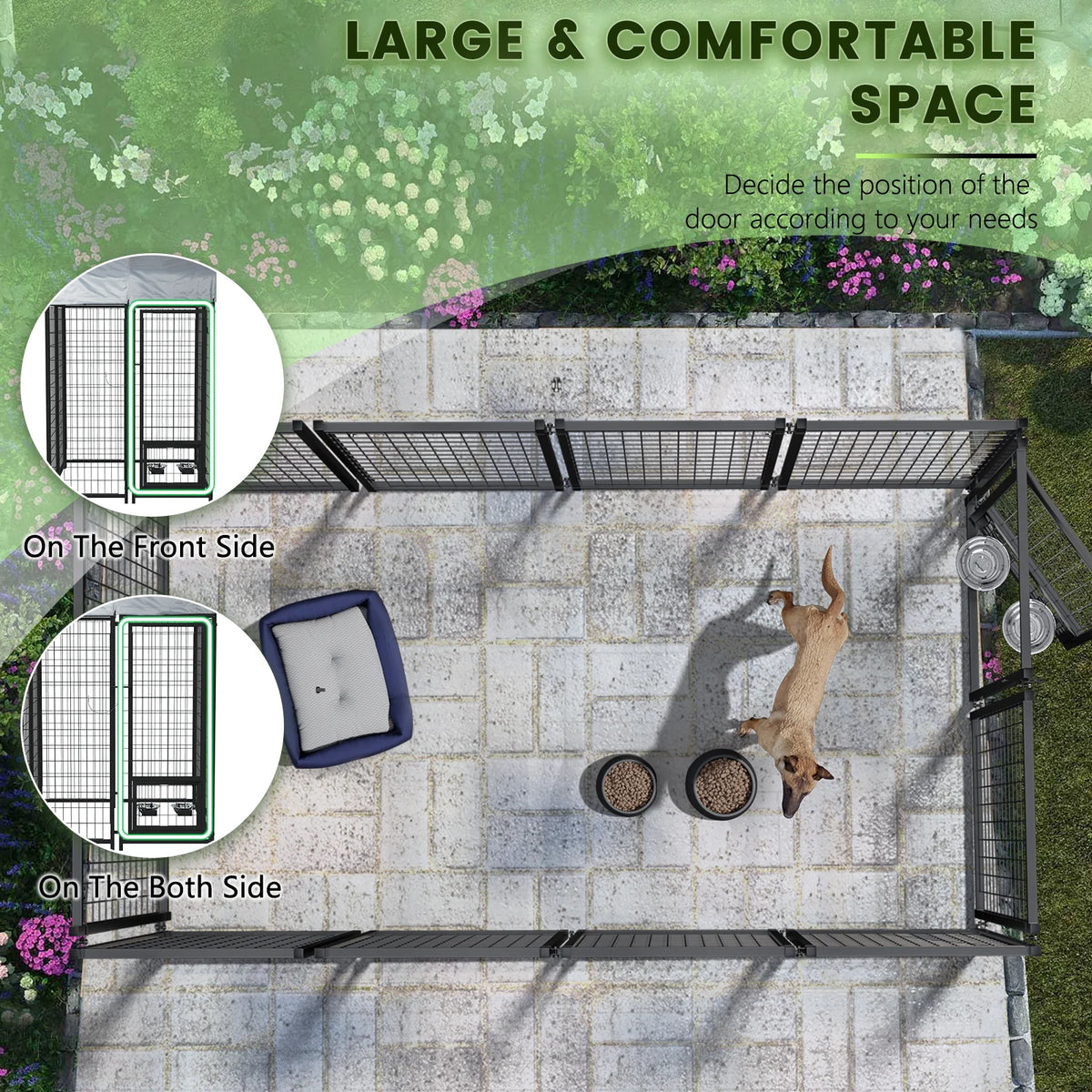 8x4x6 FT Outdoor Dog Kennel with Rotating Dog Bowl H79129