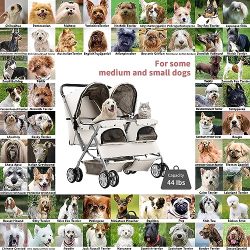 Gray Foldable Double Pet Stroller I3620