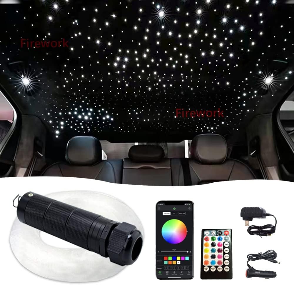 Car Use Bluetooth 6W RGB LED Fiber Optic Light Star Ceiling Kit A41815