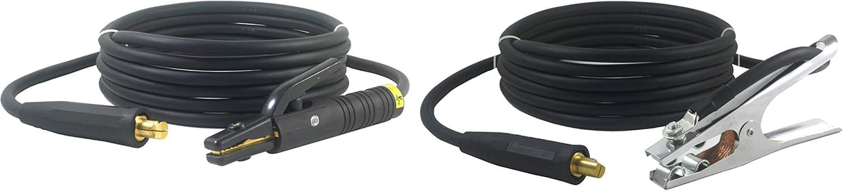 200 Amp Welding Leads Assembly Set with Dinse Connector, #2 AWG Cable, 15 Feet Each Lead D265650