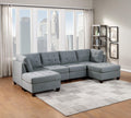 Gray Linen Like Fabric Modular Sectional 6pc Set W3049
