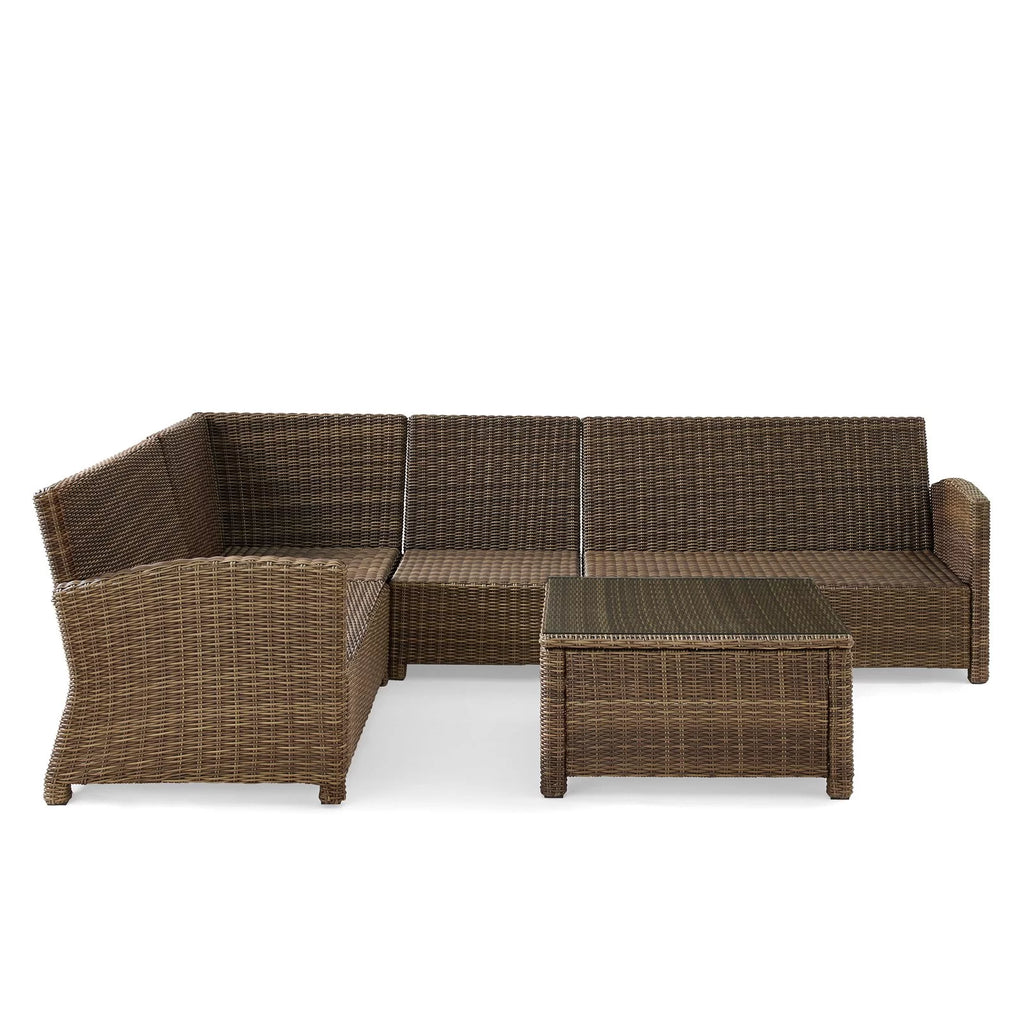 5 Piece Fabric Patio Sectional Set in Brown and Navy N439